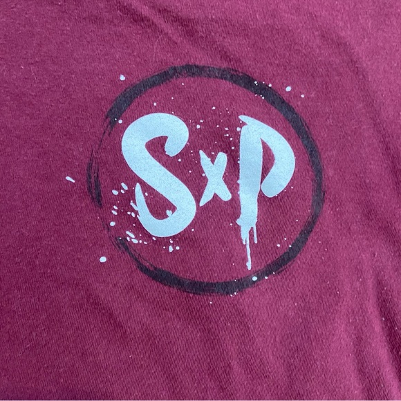 Vintage Men’s Simple Plan Distressed Spell Out Y2K Maroon T-Shirt Medium - Picture 6 of 10